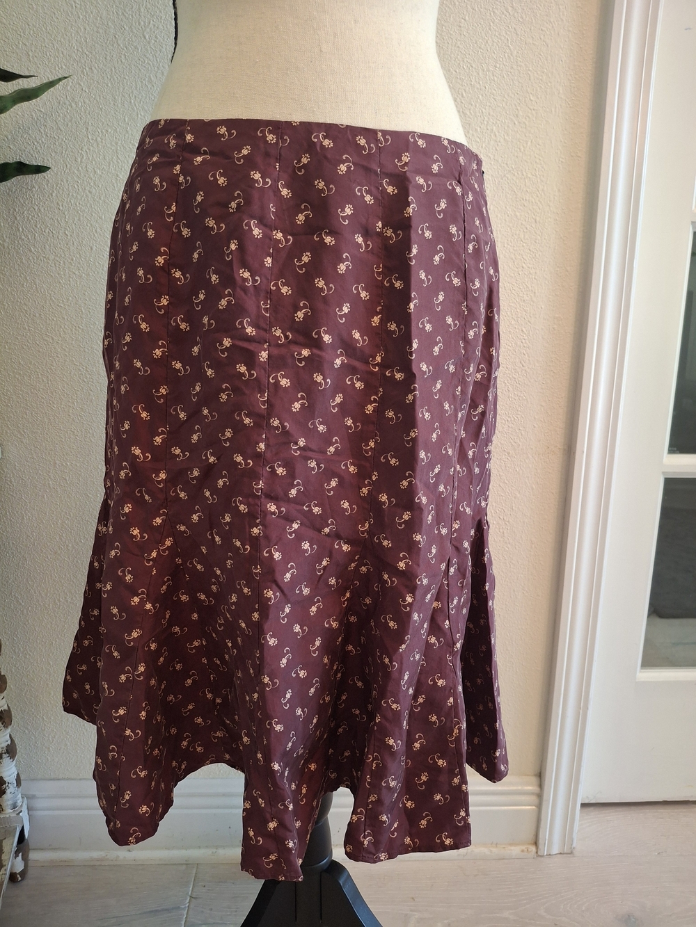 Vintage GAP Plum Floral Midi Skirt Silk Y2K - Picture 2 of 5